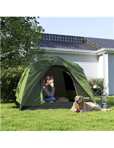 Outsunny 3-4 Person Camping Tent, Easy Set Up Waterproof Dome Tent with Sewn-in Groundsheet, Mesh Windows, Pocket and Hook for C 2