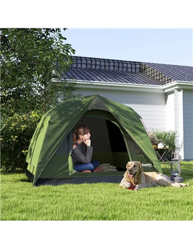 Outsunny 3-4 Person Camping Tent, Easy Set Up Waterproof Dome Tent with Sewn-in Groundsheet, Mesh Windows, Pocket and Hook for C