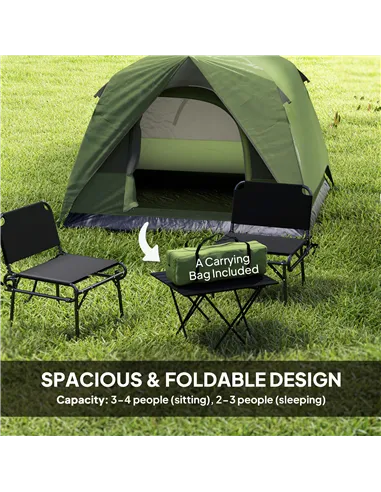 Outsunny 3-4 Person Camping Tent, Easy Set Up Waterproof Dome Tent with Sewn-in Groundsheet, Mesh Windows, Pocket and Hook for C