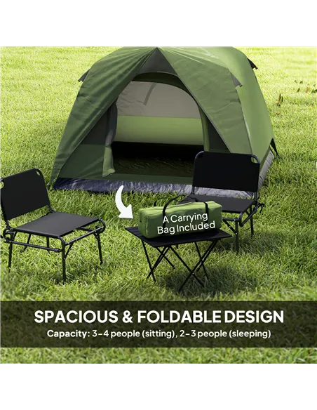 Outsunny 3-4 Person Camping Tent, Easy Set Up Waterproof Dome Tent with Sewn-in Groundsheet, Mesh Windows, Pocket and Hook for C