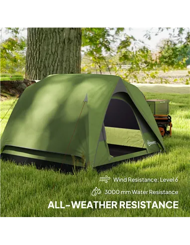 Outsunny 3-4 Person Camping Tent, Easy Set Up Waterproof Dome Tent with Sewn-in Groundsheet, Mesh Windows, Pocket and Hook for C