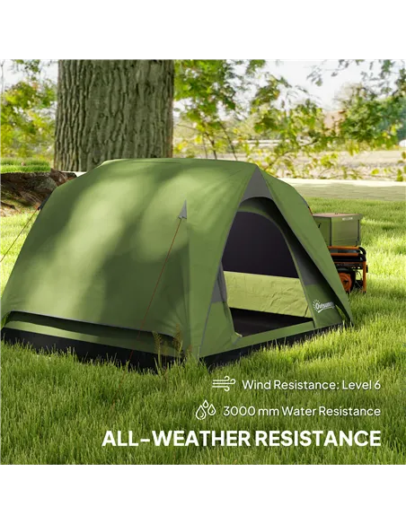 Outsunny 3-4 Person Camping Tent, Easy Set Up Waterproof Dome Tent with Sewn-in Groundsheet, Mesh Windows, Pocket and Hook for C