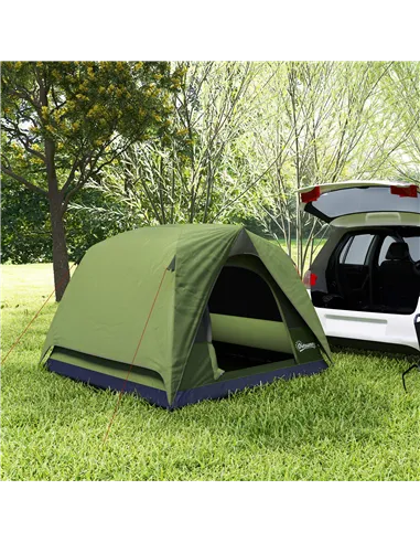 Outsunny 3-4 Person Camping Tent, Easy Set Up Waterproof Dome Tent with Sewn-in Groundsheet, Mesh Windows, Pocket and Hook for C