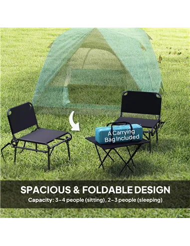 Outsunny 3-4 Person Camping Tent, Easy Set Up Waterproof Dome Tent with Sewn-in Groundsheet, Mesh Windows, Pocket and Hook for C