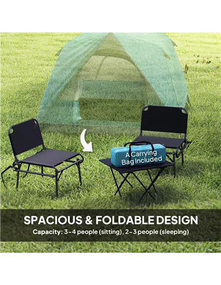 Outsunny 3-4 Person Camping Tent, Easy Set Up Waterproof Dome Tent with Sewn-in Groundsheet, Mesh Windows, Pocket and Hook for C