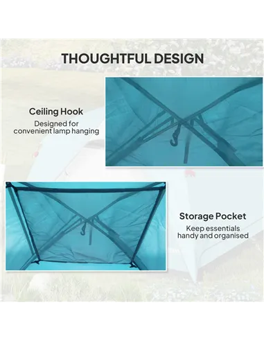 Outsunny 3-4 Person Camping Tent, Easy Set Up Waterproof Dome Tent with Sewn-in Groundsheet, Mesh Windows, Pocket and Hook for C