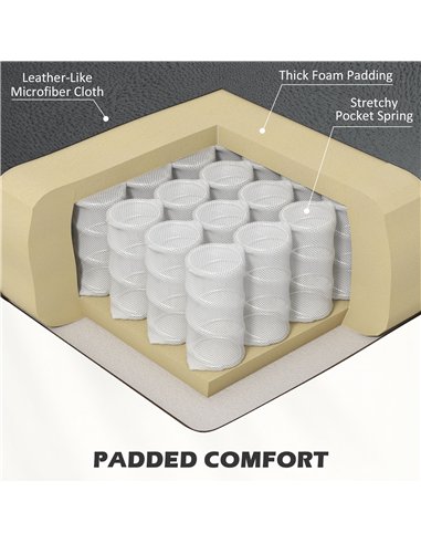 HOMCOM Wingback Recliner Chair for Home Theater, Button Tufted Microfibre Cloth Reclining Armchair with Leg Rest, Deep Grey