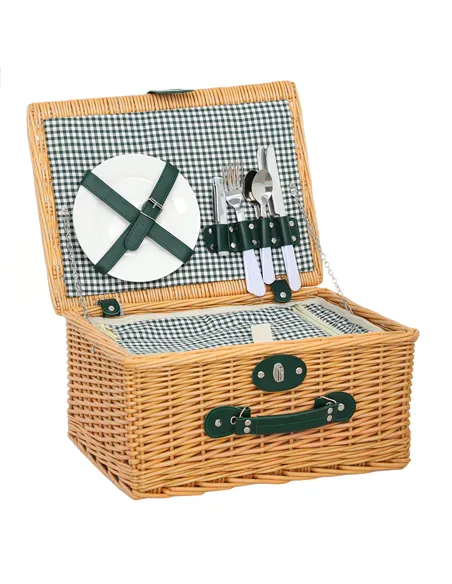 Outsunny Two-Person Picnic Set, with Wicker Basket