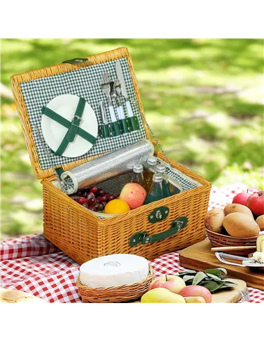 Outsunny Two-Person Picnic Set, with Wicker Basket