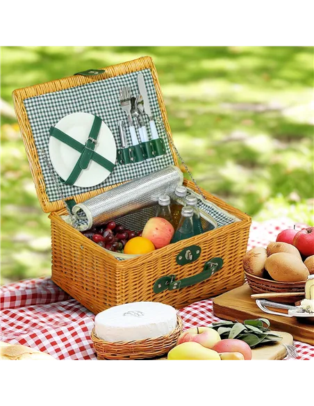 Outsunny Two-Person Picnic Set, with Wicker Basket