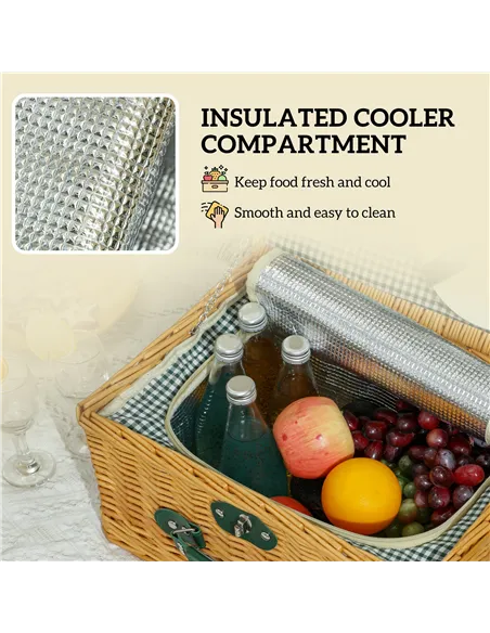 Outsunny Two-Person Picnic Set, with Wicker Basket