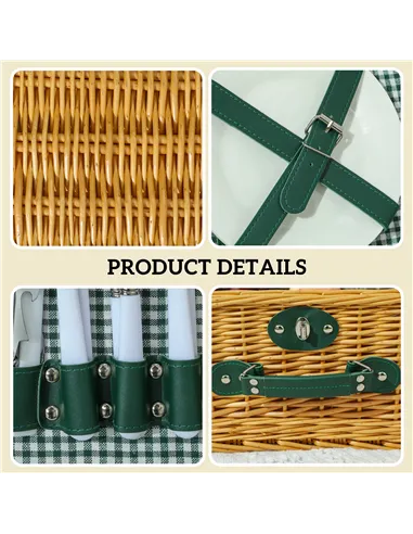Outsunny Two-Person Picnic Set, with Wicker Basket
