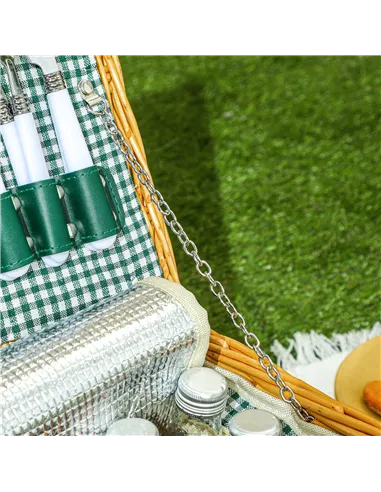 Outsunny Two-Person Picnic Set, with Wicker Basket