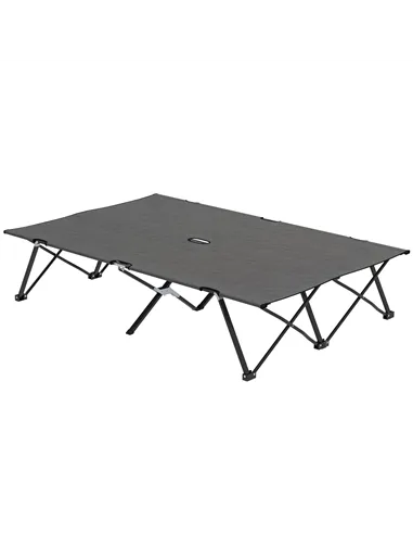 Outsunny Double Camping Cot Bed, with Bag - Charcoal Grey