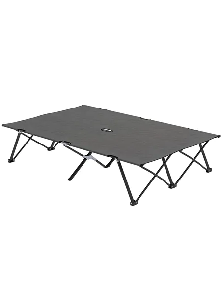 Outsunny Double Camping Cot Bed, with Bag - Charcoal Grey