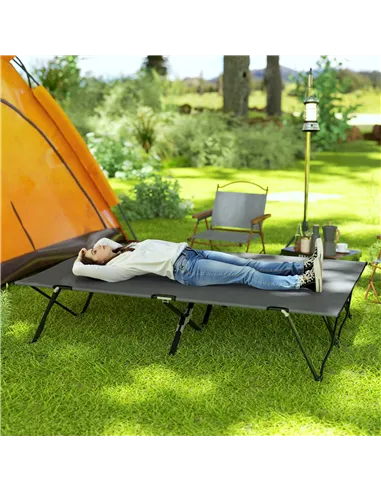 Outsunny Double Camping Cot Bed, with Bag - Charcoal Grey