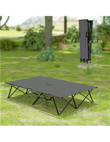 Outsunny Double Camping Cot Bed, with Bag - Charcoal Grey