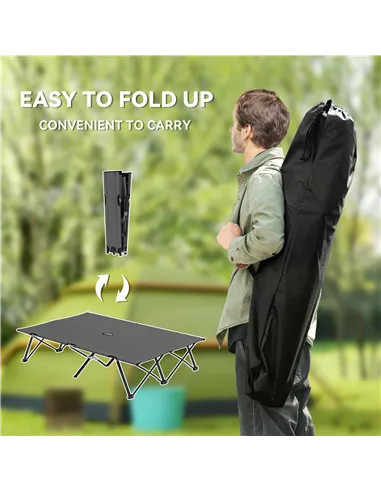Outsunny Double Camping Cot Bed, with Bag - Charcoal Grey