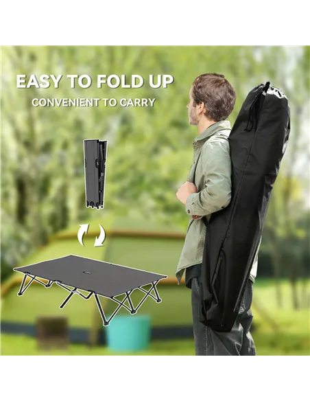 Outsunny Double Camping Cot Bed, with Bag - Charcoal Grey