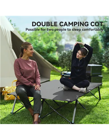 Outsunny Double Camping Cot Bed, with Bag - Charcoal Grey