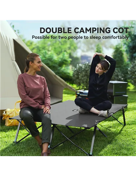 Outsunny Double Camping Cot Bed, with Bag - Charcoal Grey
