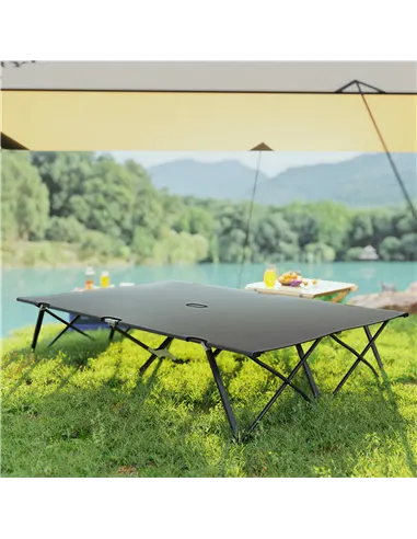 Outsunny Double Camping Cot Bed, with Bag - Charcoal Grey