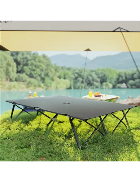 Outsunny Double Camping Cot Bed, with Bag - Charcoal Grey