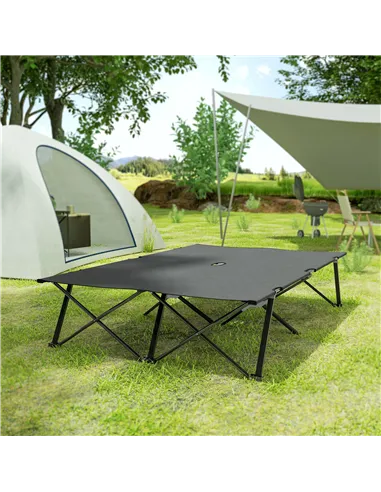 Outsunny Double Camping Cot Bed, with Bag - Charcoal Grey