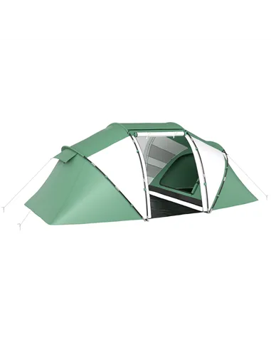 Outsunny 4-6 Man UV Protection Camping Tent - Green and White