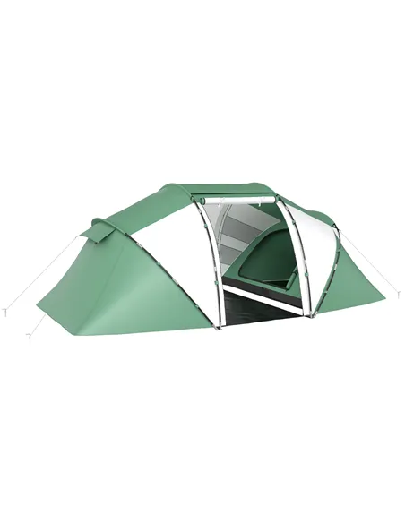 Outsunny 4-6 Man UV Protection Camping Tent - Green and White