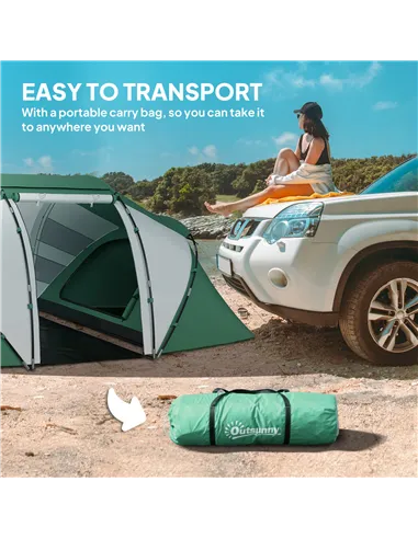 Outsunny 4-6 Man UV Protection Camping Tent - Green and White