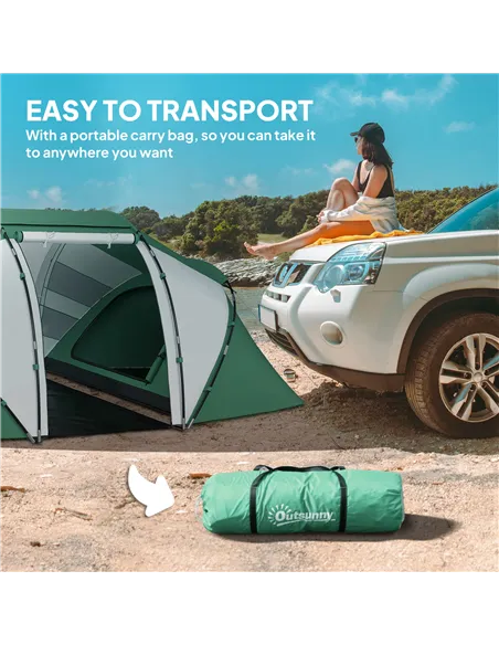 Outsunny 4-6 Man UV Protection Camping Tent - Green and White
