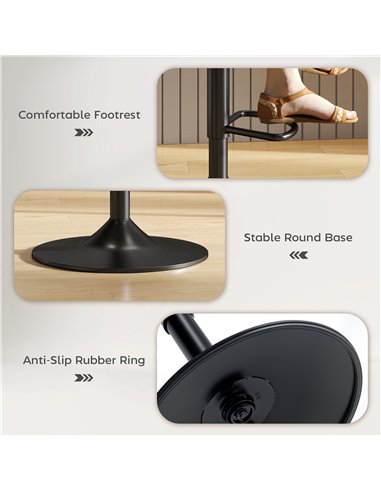 HOMCOM Set of Two Linen-Look Bar Stools - Charcoal Grey