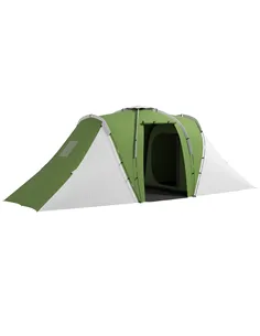 Outsunny Large Camping Tent Tunnel Tent with 2 Bedroom and Living Area, 2000mm Waterproof, Portable with Bag for 4-6 Man, Green