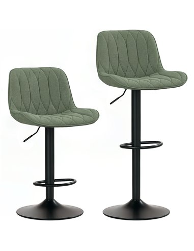 HOMCOM Set of Two Linen-Look Bar Stools - Green