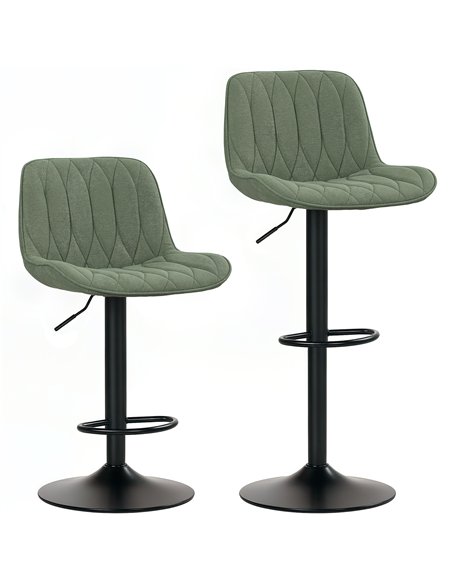 HOMCOM Set of Two Linen-Look Bar Stools - Green