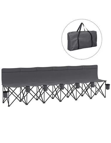 Outsunny 6 Seater Folding Camping Chair with Cup Holder & Carry Bag - Charcoal Grey