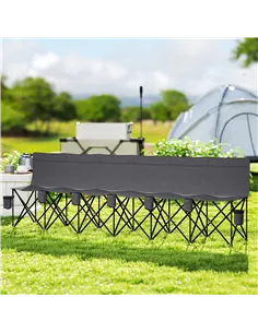 Outsunny 6 Seater Folding Camping Chair with Cup Holder & Carry Bag - Charcoal Grey 2