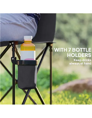 Outsunny 6 Seater Folding Camping Chair with Cup Holder & Carry Bag - Charcoal Grey
