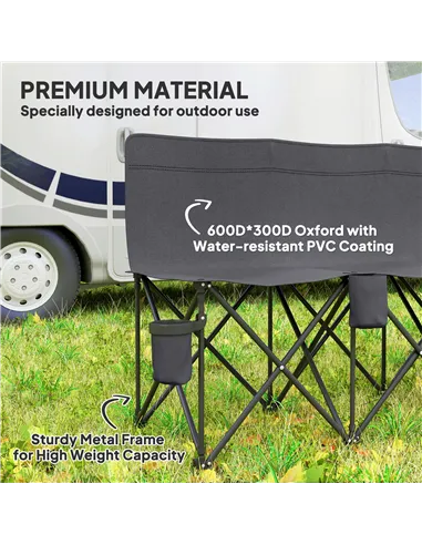 Outsunny 6 Seater Folding Camping Chair with Cup Holder & Carry Bag - Charcoal Grey