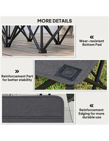 Outsunny 6 Seater Folding Camping Chair with Cup Holder & Carry Bag - Charcoal Grey