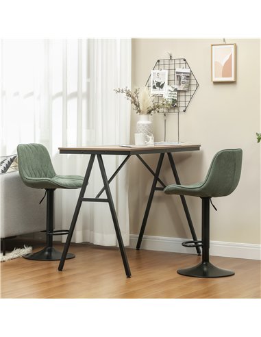 HOMCOM Set of Two Linen-Look Bar Stools - Green