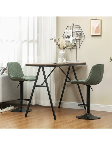 HOMCOM Set of Two Linen-Look Bar Stools - Green