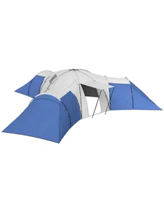 Outsunny 6-9 Man Tent with Bedrooms and Living Room, Accessories Included, Blue