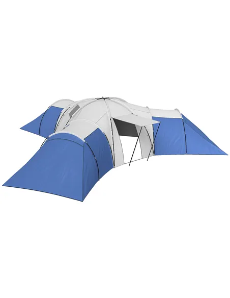 Outsunny 6-9 Man Tent with Bedrooms and Living Room, Accessories Included, Blue