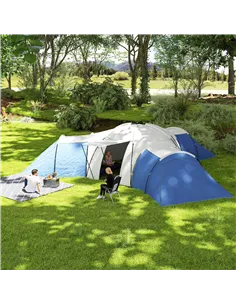 Outsunny 6-9 Man Tent with Bedrooms and Living Room, Accessories Included, Blue 2