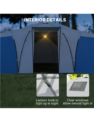 Outsunny 6-9 Man Tent with Bedrooms and Living Room, Accessories Included, Blue
