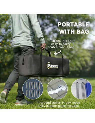 Outsunny 6-9 Man Tent with Bedrooms and Living Room, Accessories Included, Blue