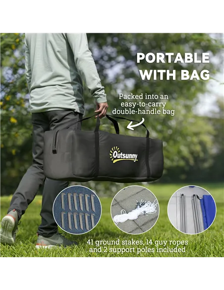 Outsunny 6-9 Man Tent with Bedrooms and Living Room, Accessories Included, Blue