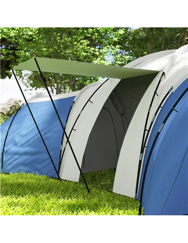 Outsunny 6-9 Man Tent with Bedrooms and Living Room, Accessories Included, Blue